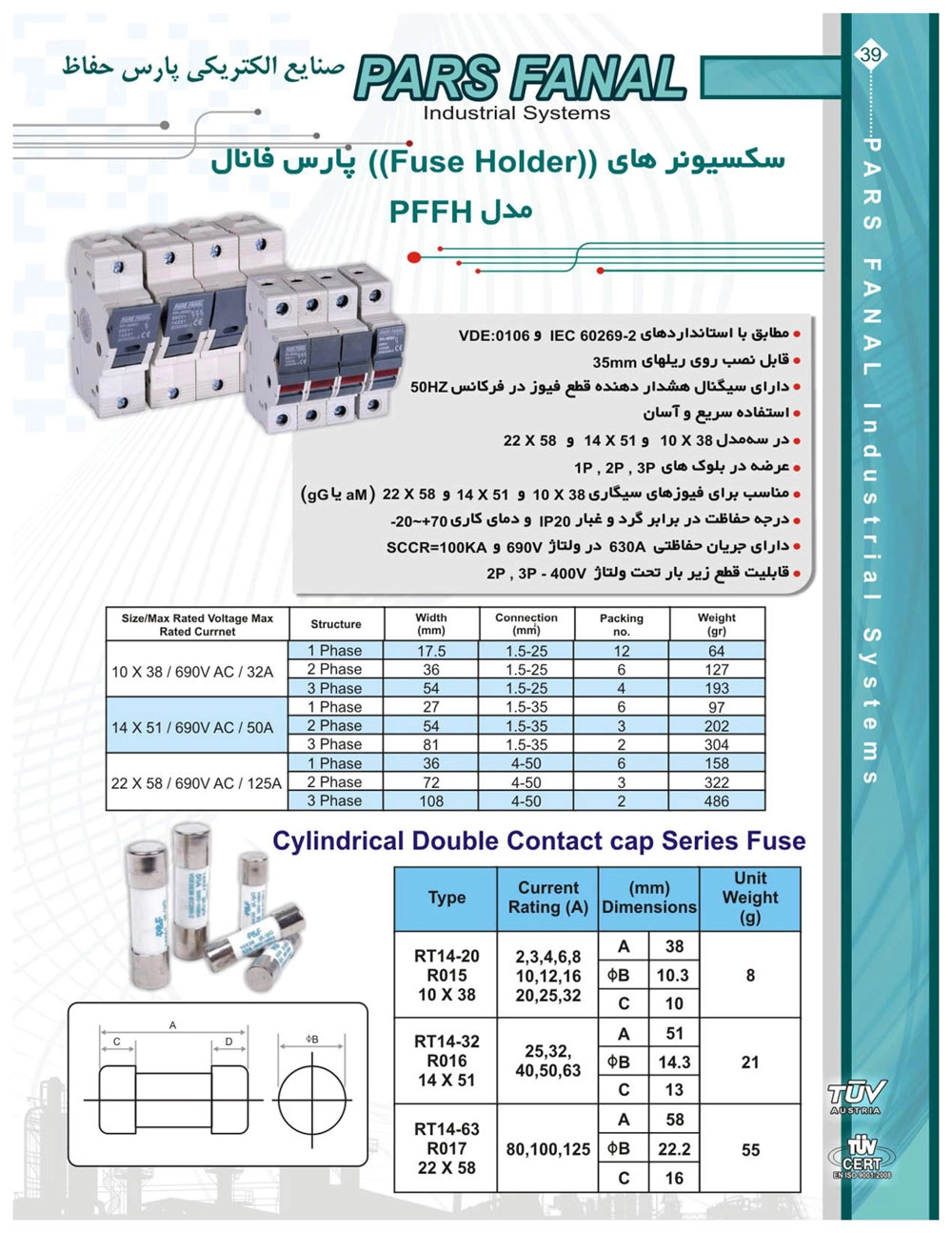 بروشور فیوز سیگاری (سیلندری)